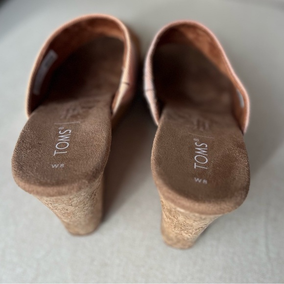 Toms Monica Tan Peach Ombra Women's US 8  Cork Wedge Platform Heel Shoes Sandals - Picture 9 of 16